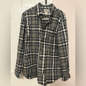 LL Bean checked grey button up shirt size M